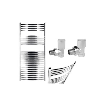 Set radiator Ferro de baie cromat 450 x 1200 mm, simplu, curbat, impreuna cu robineti tur-retur calorifer crom Ferro 1/2 Set radiator Ferro de baie cromat 450 x 1200 mm, simplu, curbat, impreuna cu robineti tur-retur calorifer crom Ferro 1/2