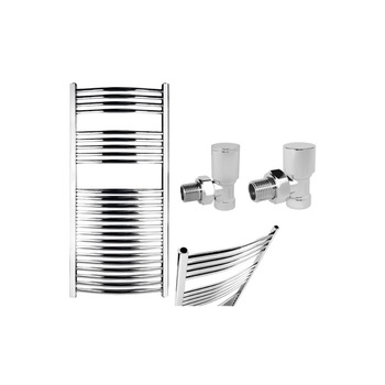 Set radiator Ferro de baie cromat 600 x 1200 mm, simplu, curbat, impreuna cu robineti tur-retur calorifer crom Ferro 1/2 Set radiator Ferro de baie cromat 600 x 1200 mm, simplu, curbat, impreuna cu robineti tur-retur calorifer crom Ferro 1/2