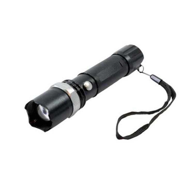 Фенер - Обхват на действие 250-300 м, Водоустойчив и Удароустойчив, Черен