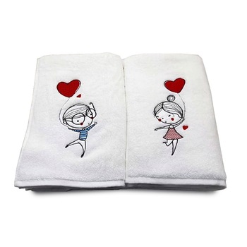 Set 2 Prosoape baie, Royal Home, Brodate, bumbac 100%, Alb, 2 x 70x140cm, 650gr/mp, Model Copii Set 2 Prosoape baie, Royal Home, Brodate, bumbac 100%, Alb, 2 x 70x140cm, 650gr/mp, Model Copii
