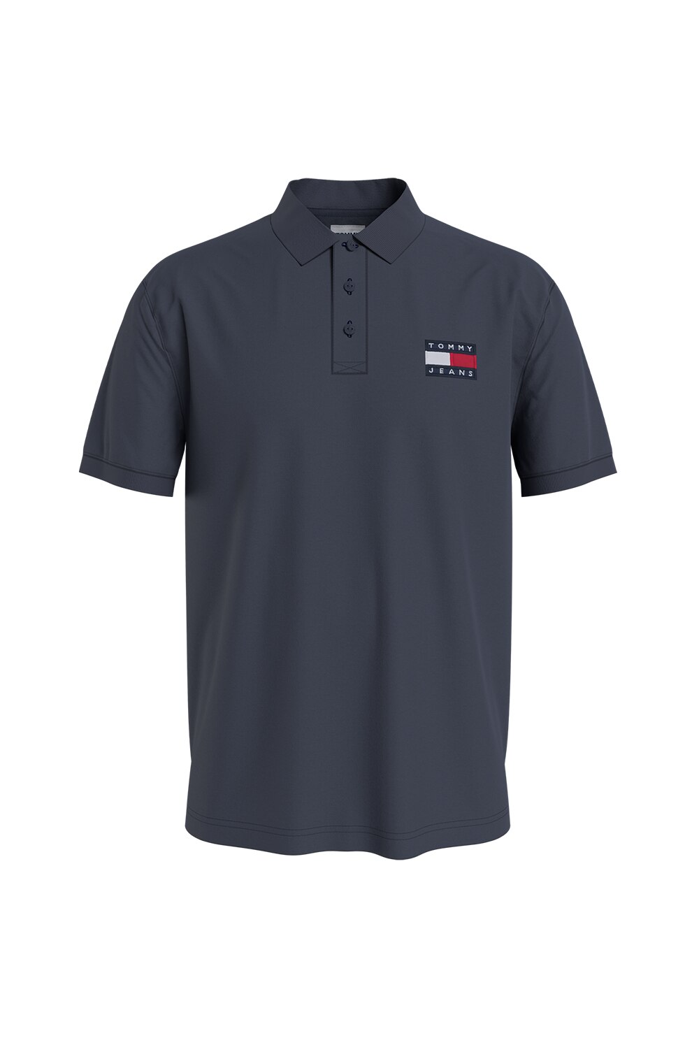 Tommy Jeans, Tricou polo din bumbac organic cu broderie logo, Bleumarin