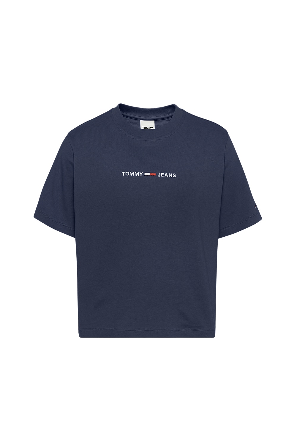 Tommy Jeans, Tricou din bumbac organic cu logo brodat DW0DW10057, Bleumarin