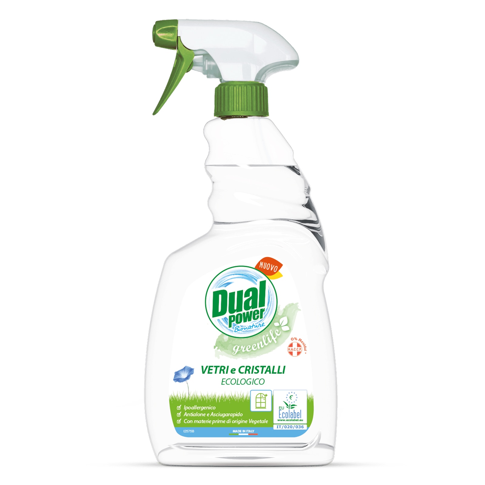 Spray pentru curatarea suprafetelor din sticla BIO Dual Power Green Life, 0.75 L