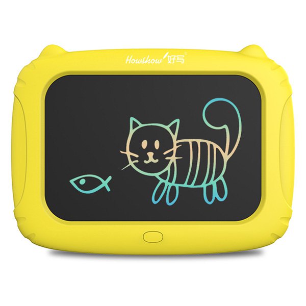 Tableta LCD Pyramid®, 9 inch, scris si desenat pentru copiI cu culori multiple, finger writing, H10S, galben