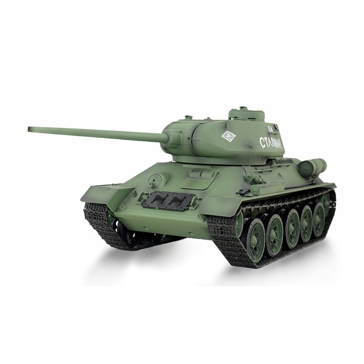 Tanc RC cu telecomanda T34/85, Lungime 50cm, Scara 1:16 cu functie de tragere, sunet, fum si infrarosu, 14+