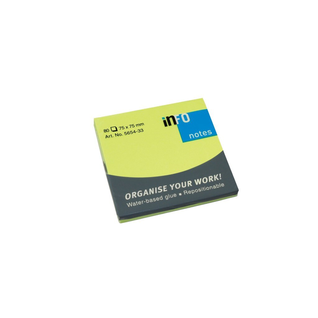 Notes adeziv 75x75mm 80 file briliant Info Notes Verde