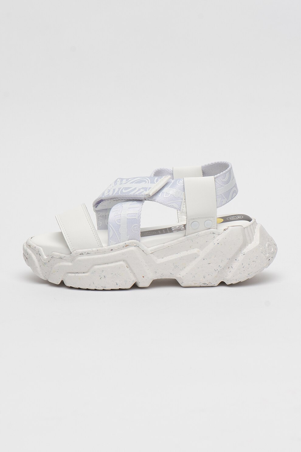 Buffalo, Sandale wedge de piele si material textil Brisk OCN