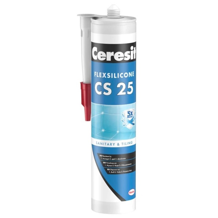 Silicon sanitar premium alb, Ceresit CS 25, interior / exterior, 280 ml