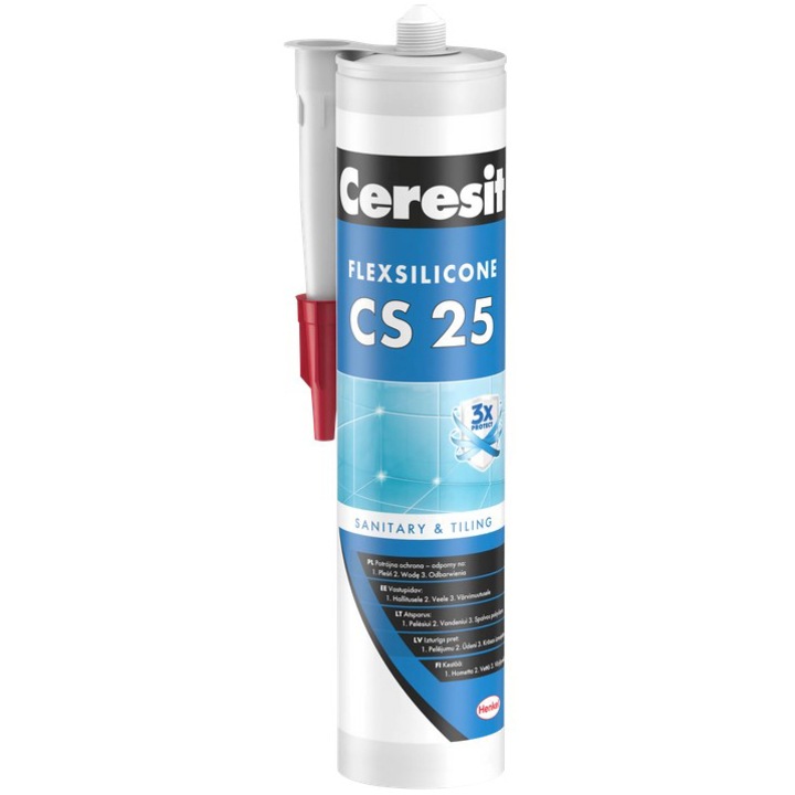 Silicon sanitar premium Terra, Ceresit CS 25, interior / exterior, 280 ml