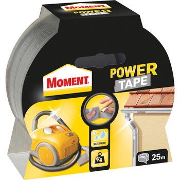 Banda autoadeziva Moment Power Tape, 25m x 50mm, argintiu Banda autoadeziva Moment Power Tape, 25m x 50mm, argintiu