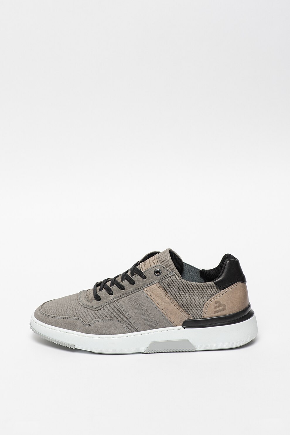 Bullboxer, Pantofi sport low cut din piele, Gri/negru/grej, 45