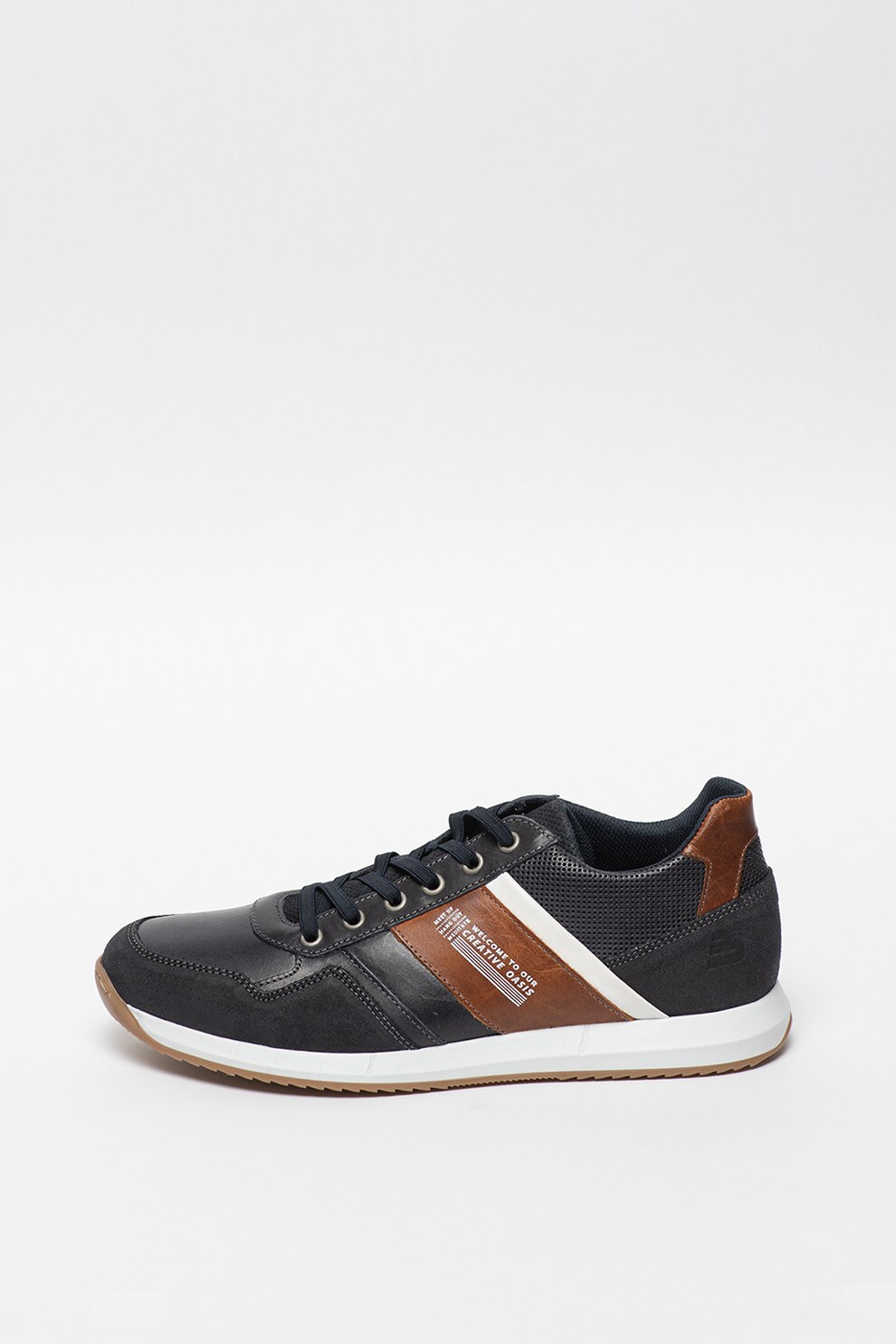 Bullboxer, Pantofi sport din piele, Bleumarin, 44