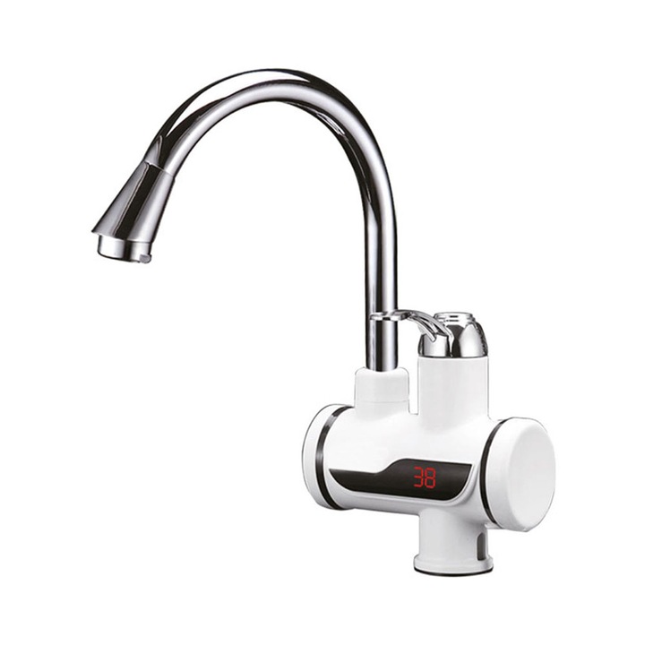 OEM Elektromos csaptelep vízmelegítéshez, SN0025, 3000W, LCD kijelző, króm