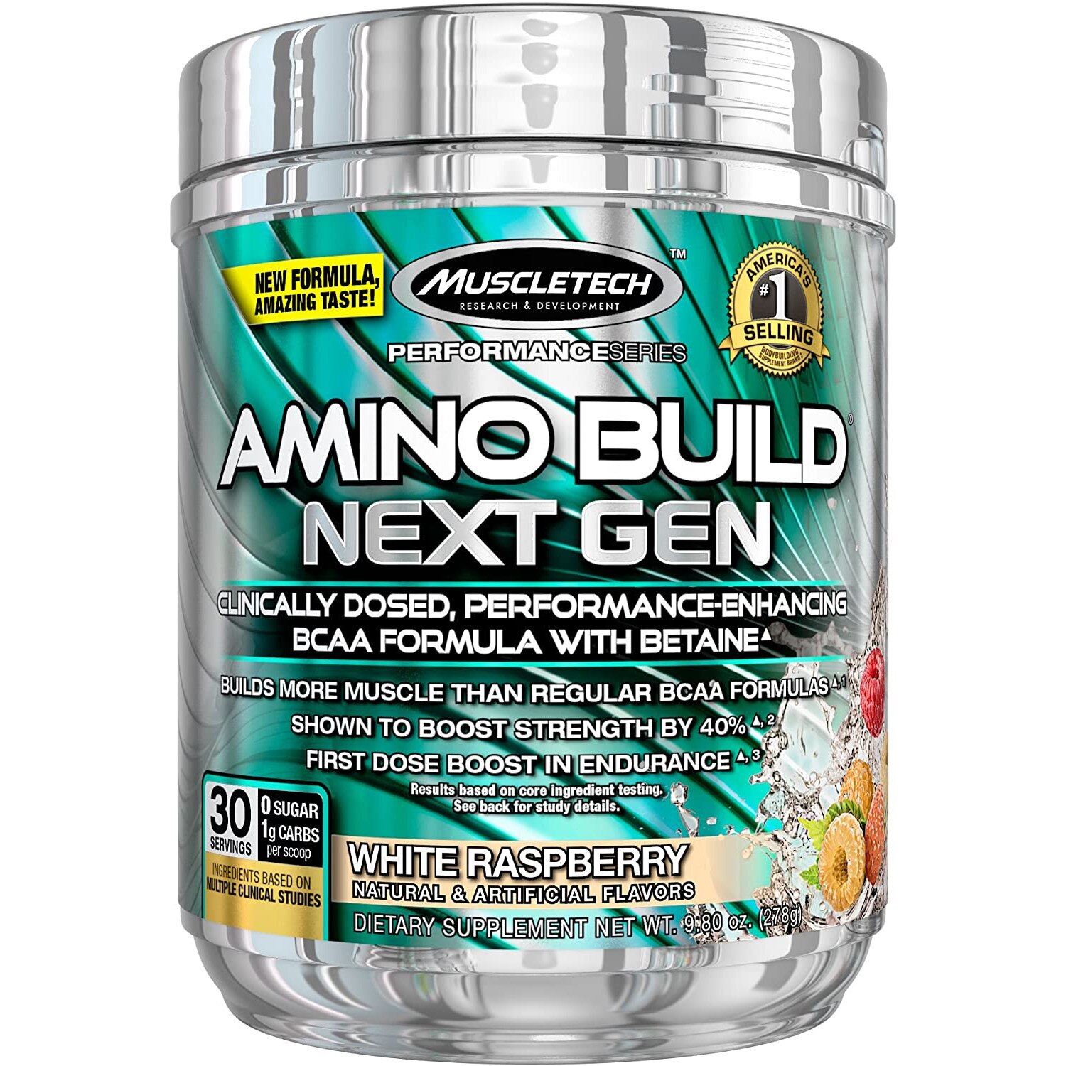 Supliment alimentar Muscletech Amino Build Next Gen Energized BCAA 280g Zmeura alba