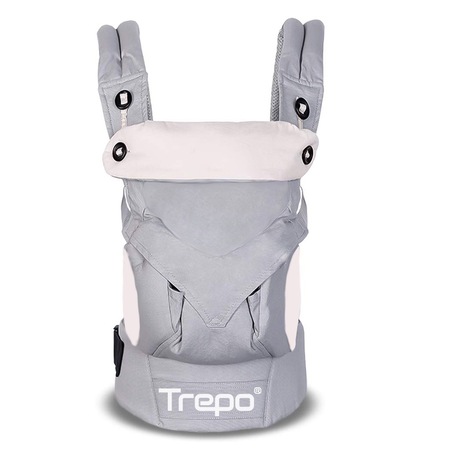 Marsupiu Ergonomic Trepo®, Port-bebe cu 3 pozitii de purtare, 100% bumbac, 0-20 kg Gri