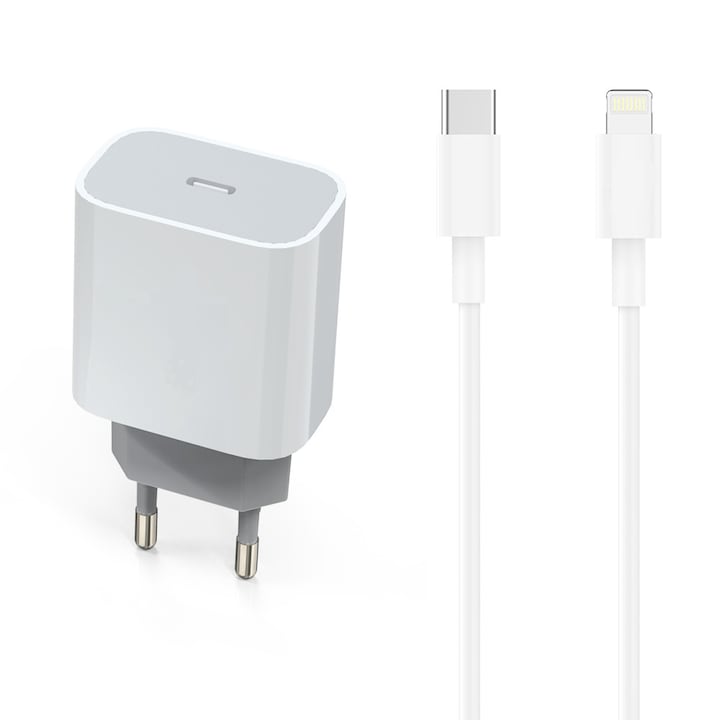 Зарядно за бързо зареждане ESTELLE, Съвместимо с Apple 20W iPhone 14 / 13 / 12 /11 / X / XS / XR / 8 / 7 / 6 / 5 / SE / Max / mini / Plus / Pro / Pro Max и кабел за данни за бързо зареждане 1m Usb- C, Съвместим iPhone и iPad