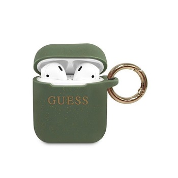 Husa Protectie Originala Guess Compatibila Cu Airpods 1/2 Colectia Silicone Glitter Kaki - Guaccsilglka Husa Protectie Originala Guess Compatibila Cu Airpods 1/2 Colectia Silicone Glitter Kaki - Guaccsilglka
