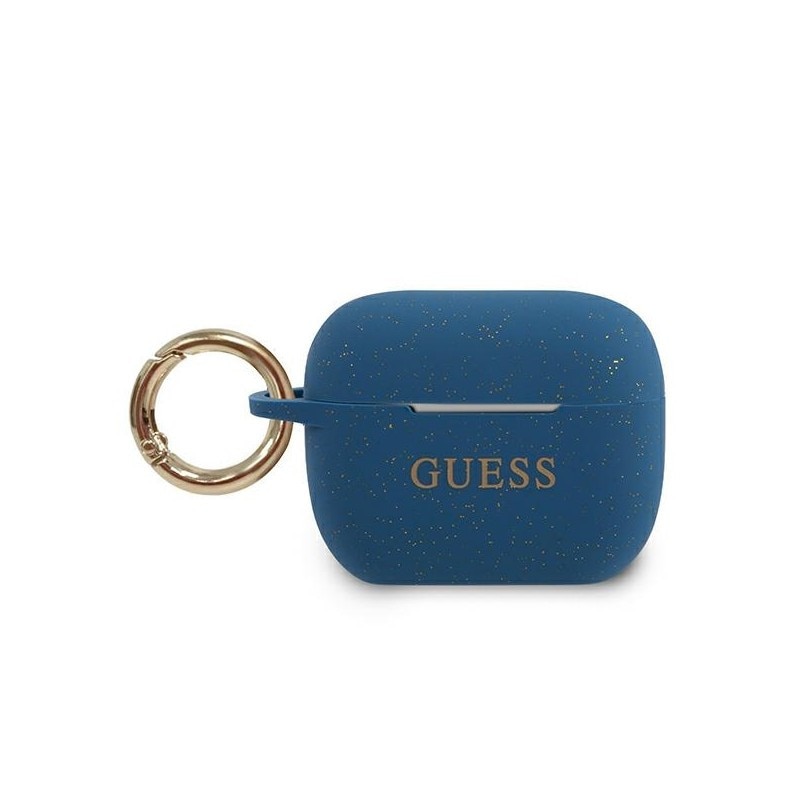 Husa Protectie Originala Guess Compatibila Cu Airpods Pro Colectia Silicone Glitter Albastru - Guacapsilglbl
