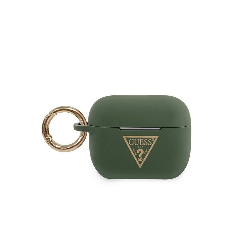 Husa Protectie Originala Guess Compatibila Cu Airpods Pro Colectia Silicone Triangle Logo Kaki -guacaplstlka