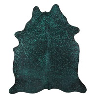 Covor din piele de vaca, INTREND, 190x170, Verde/Negru