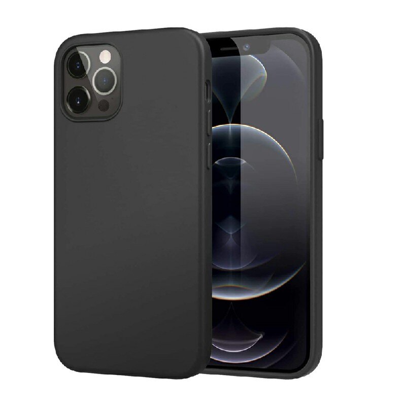 Husa de protectie din silicon soft pentru iPhone 12 Pro, carcasa spate, bumper, Negru, BBL1981