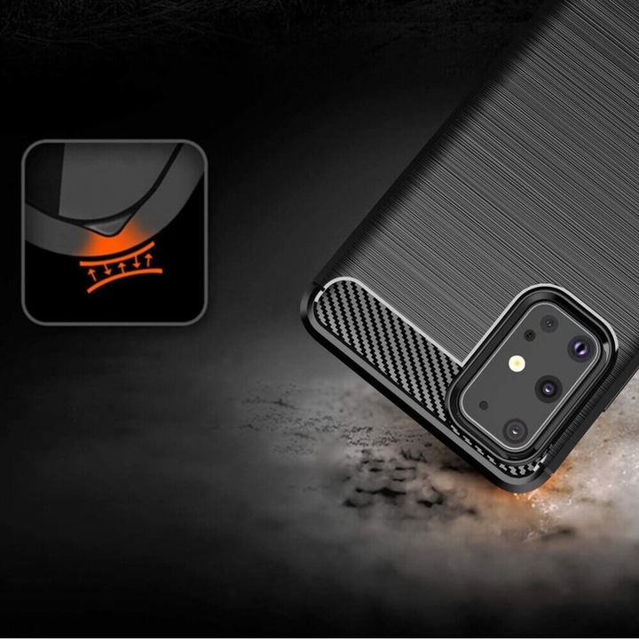 Husa pentru Samsung S20 Plus, Carbon Flexibil, Negru