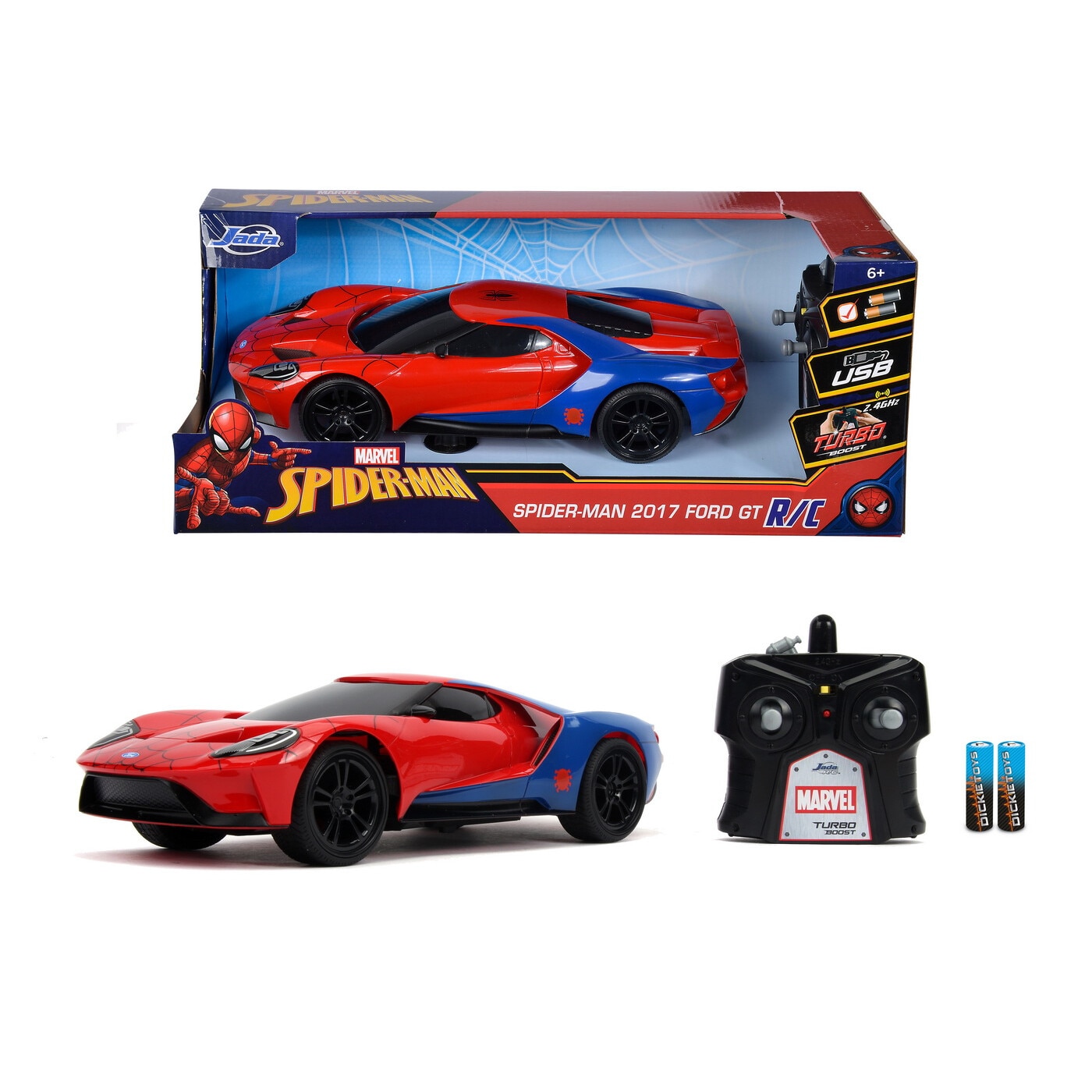 Masinuta Radiocomandata Spiderman 2017 Ford Gt Scara 1 La 16