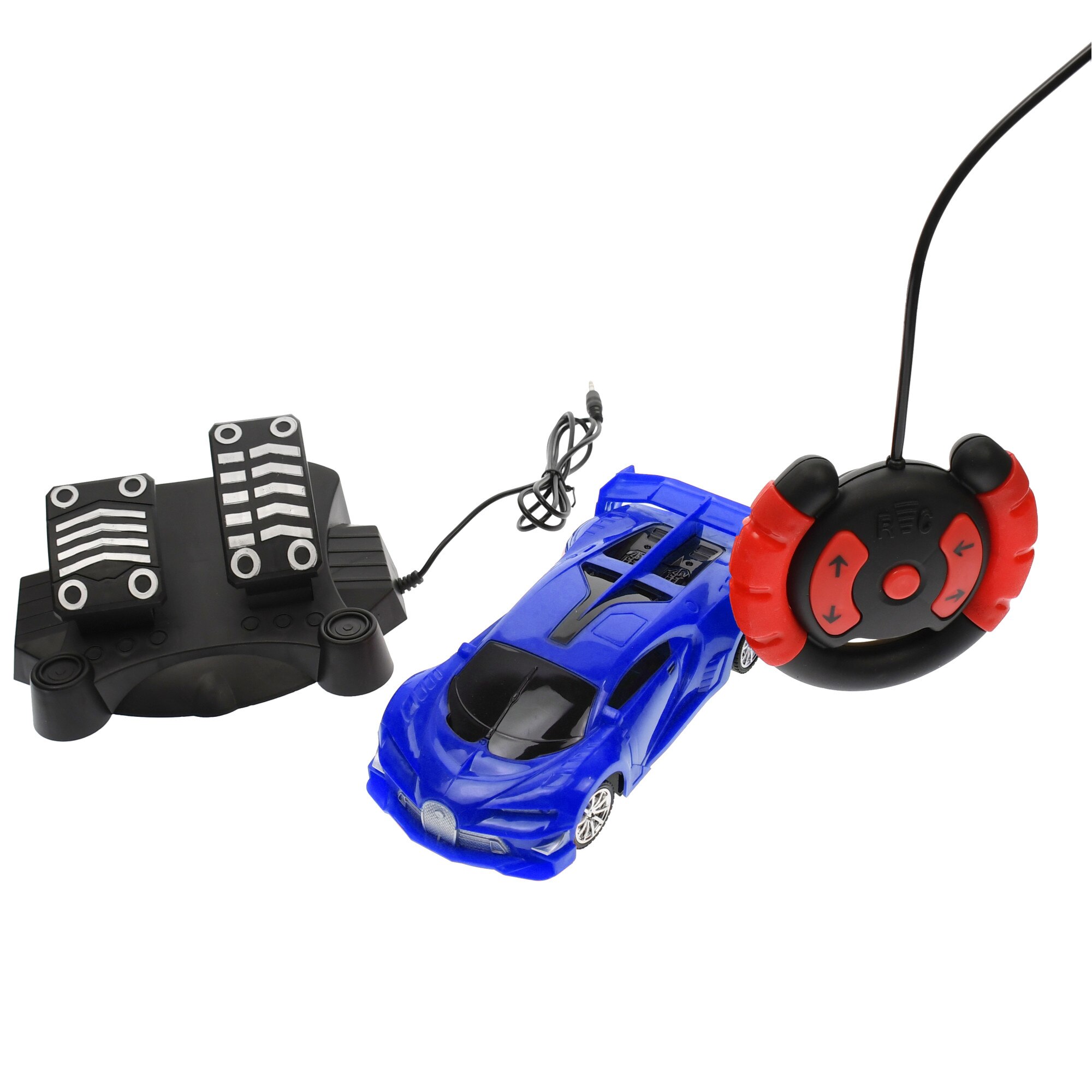 Masinuta de jucarie cu radiocomanda tip volan, pedale, albastra - 28036A