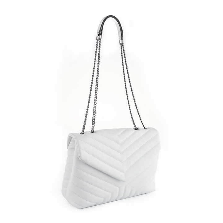 Azzura Jill táska, fehér natúr bőr, fém szíj