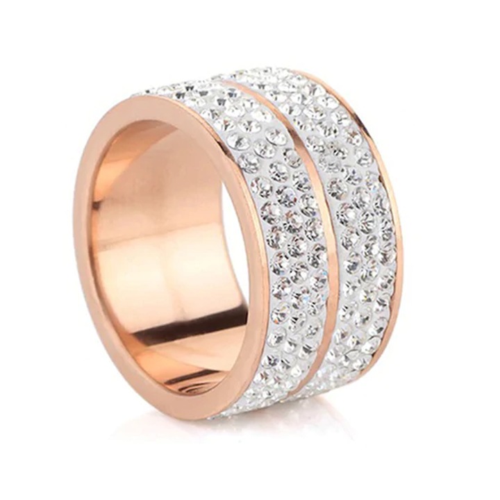 Inelul dama, The Veuer, Inox, 19 mm, Auriu/Alb