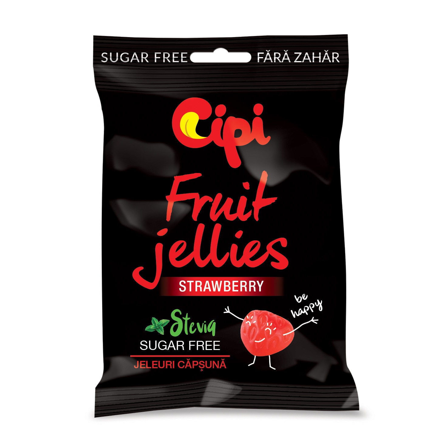 Jeleuri, CIPI, Fruit Jellies, Jeleuri cu capsuna fara zahar - BAX (30 pungi * 75g)