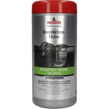 Servetele de dezinfectare pentru plastic, vinilin si piele, Nigrin Performance, 36 buc Servetele de dezinfectare pentru plastic, vinilin si piele, Nigrin Performance, 36 buc