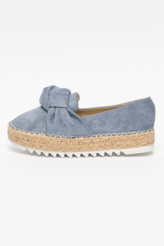 Bullboxer, Espadrile de piele intoarsa sintetica cu detaliu innodat, Albastru deschis, 40 Bullboxer, Espadrile de piele intoarsa sintetica cu detaliu innodat, Albastru deschis, 40