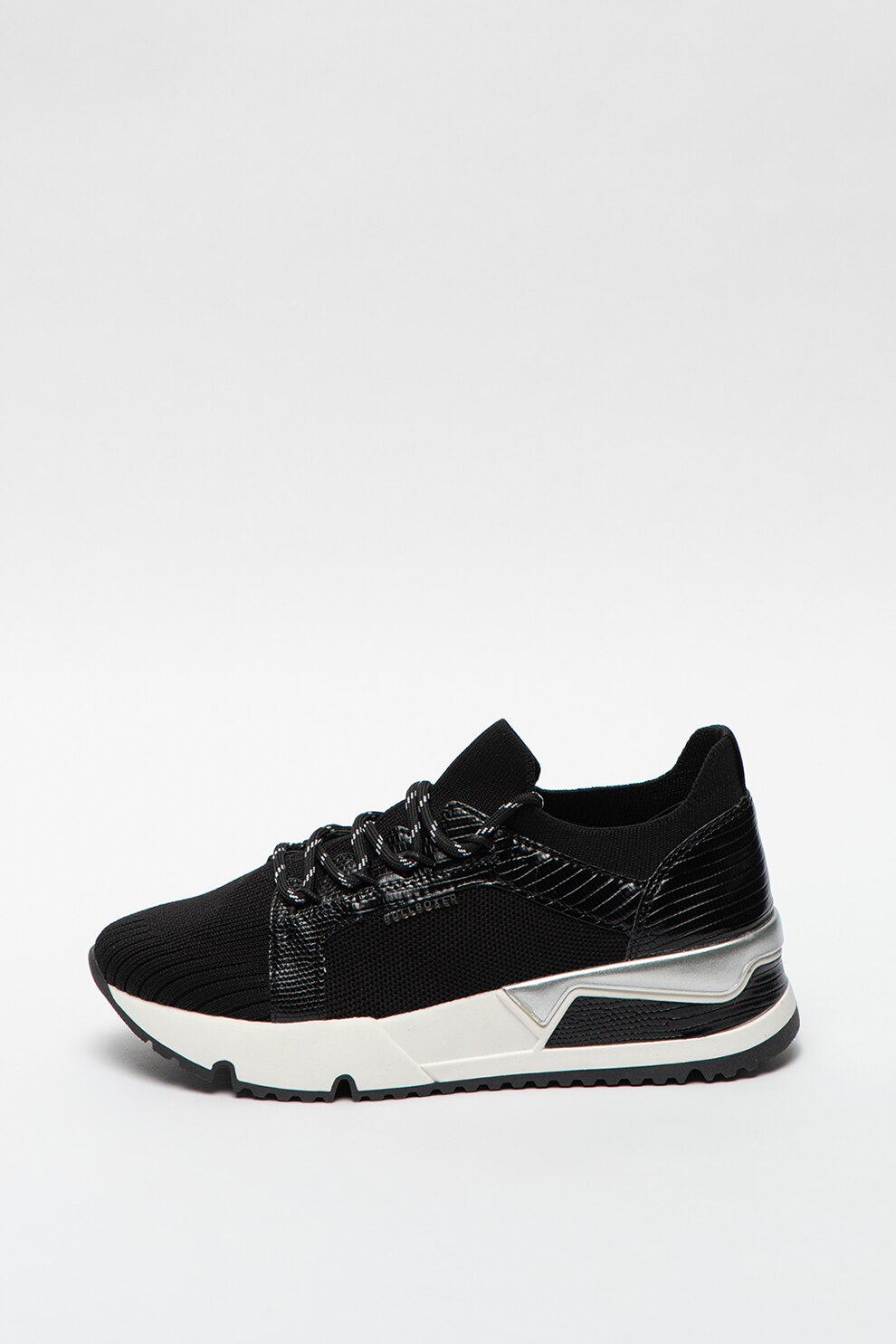 Bullboxer, Pantofi sport cu aspect masiv si talpa wedge, Negru