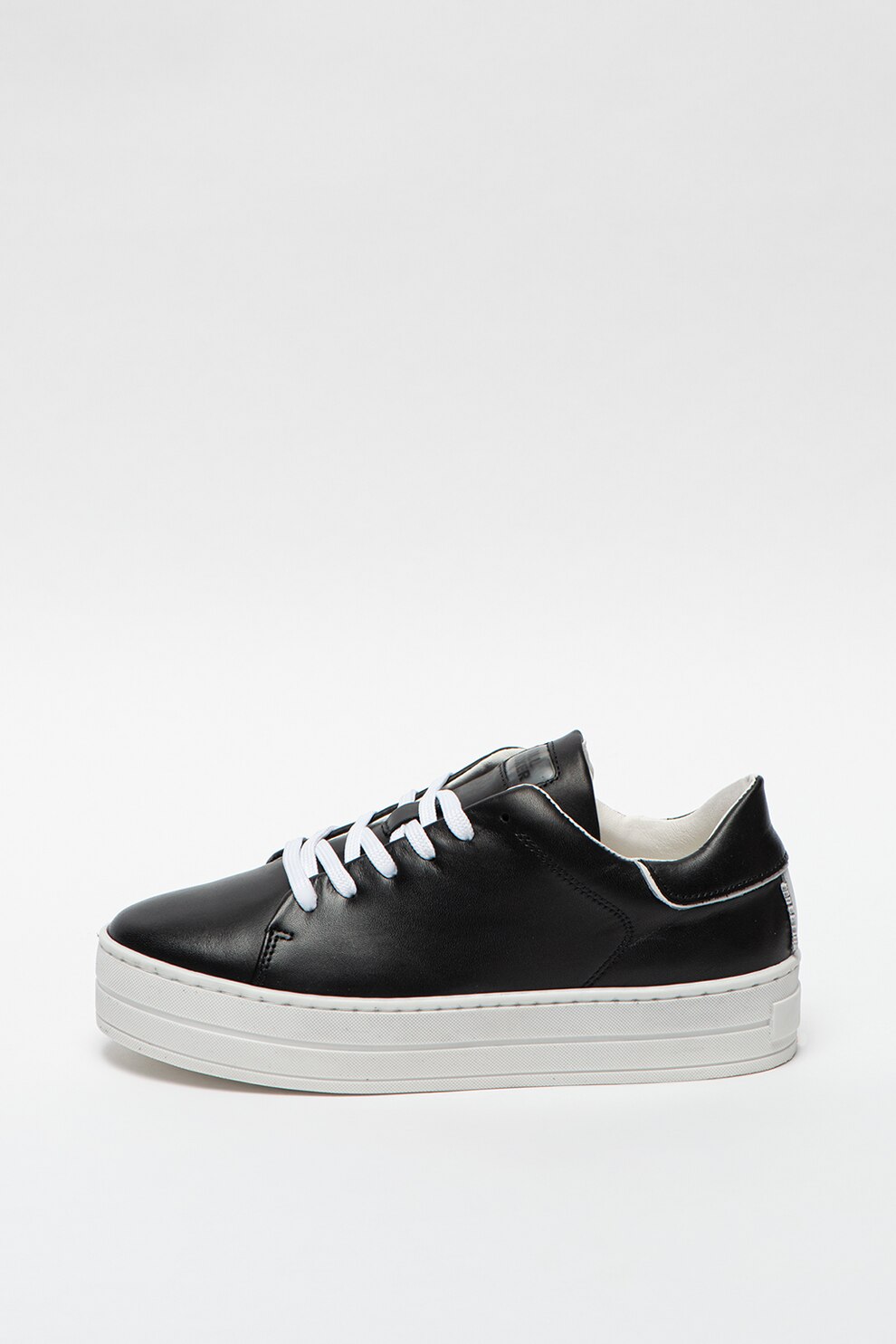 Bullboxer, Pantofi sport flatform de piele, Negru, 40
