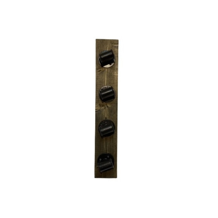 Suport pentru sticle de vin, in stil industrial, Avalon, 11.4x70x9 cm, wenge