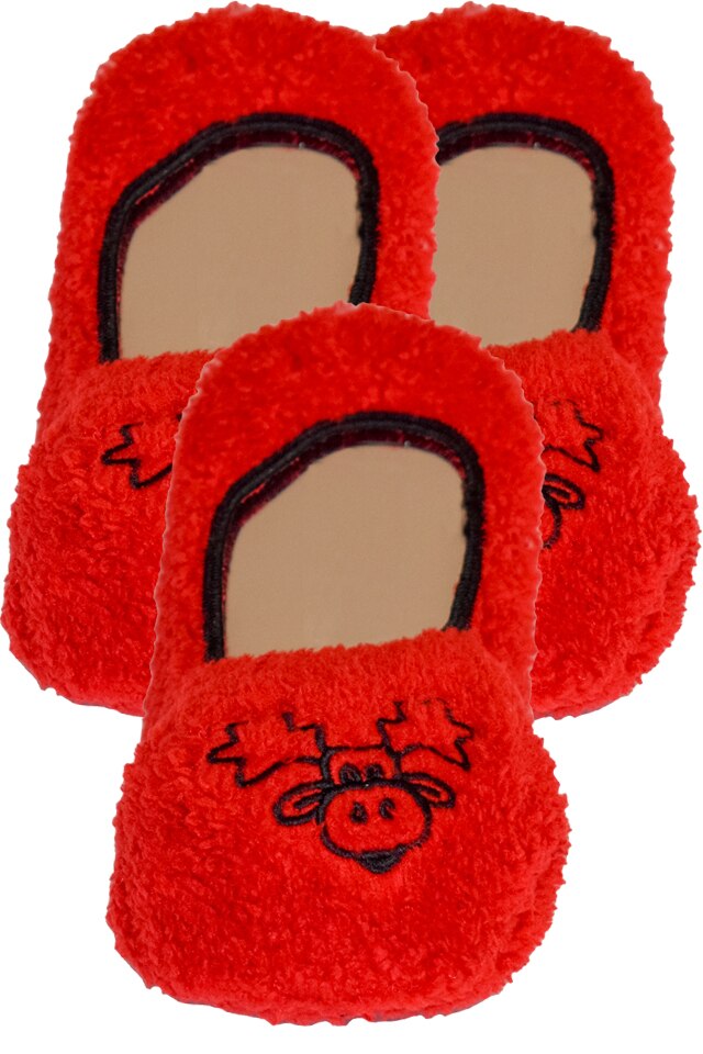 Set 3 perechi botosi dama Serena, culoare rosu, imprimeu elan, marimea 37-40