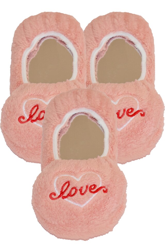 Set 3 perechi botosi dama Serena, culoare roz prafuit, imprimeu love, marimea 37-40