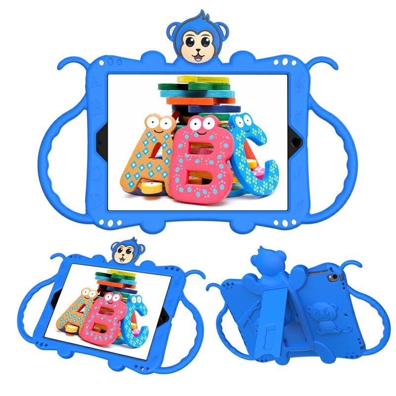 Husa de protectie din silicon pentru Apple iPad Air 1, Air 2, iPad Pro 9.7 inch, iPad 5, curea atasabila, suport tableta, Albastru, BBL1949