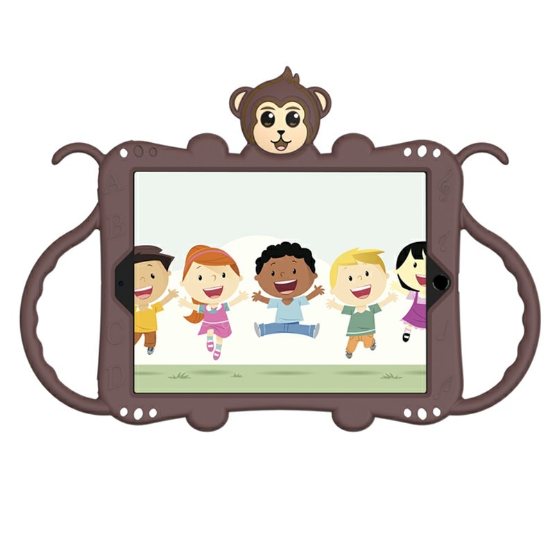 Husa de protectie din silicon pentru Apple iPad Air 1, Air 2, iPad Pro 9.7 inch, iPad 5, curea atasabila, suport tableta, Maro, BBL1951