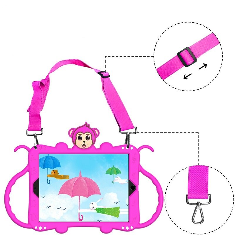 Husa de protectie din silicon pentru Apple iPad Air 3, curea atasabila, suport tableta, Roz Fuchsia, BBL1956