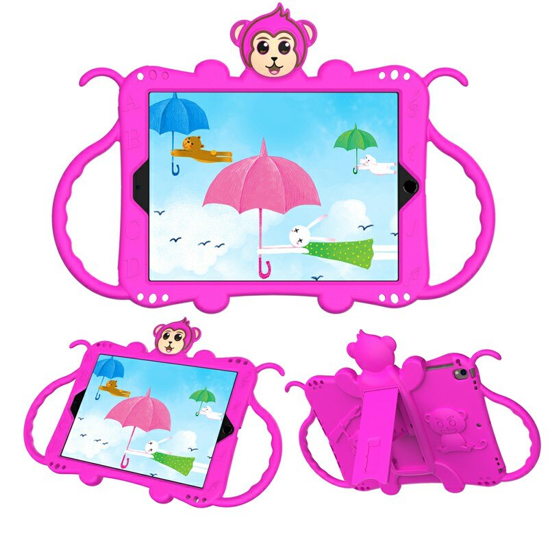 Husa de protectie din silicon pentru Apple iPad Air 3, curea atasabila, suport tableta, Roz Fuchsia, BBL1956