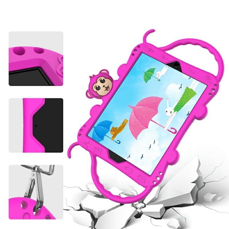 Husa de protectie din silicon pentru Apple iPad Air 3, curea atasabila, suport tableta, Roz Fuchsia, BBL1956