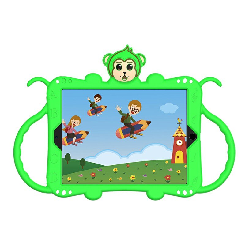 Husa de protectie din silicon pentru Apple iPad Air 1, Air 2, iPad Pro 9.7 inch, iPad 5, curea atasabila, suport tableta, Verde, BBL1955