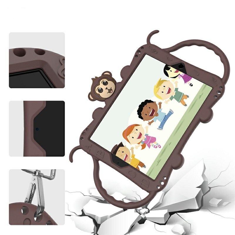 Husa de protectie din silicon pentru Apple iPad Air 3, curea atasabila, suport tableta, Maro, BBL1959