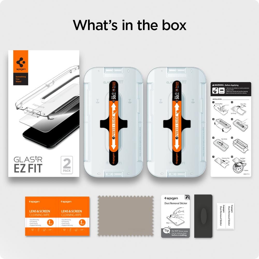 Folie sticla cu sistem de montare Case friendly Spigen GLAS.tR EZ FIT compatibila cu iPhone 12/12 Pro 2-Pack