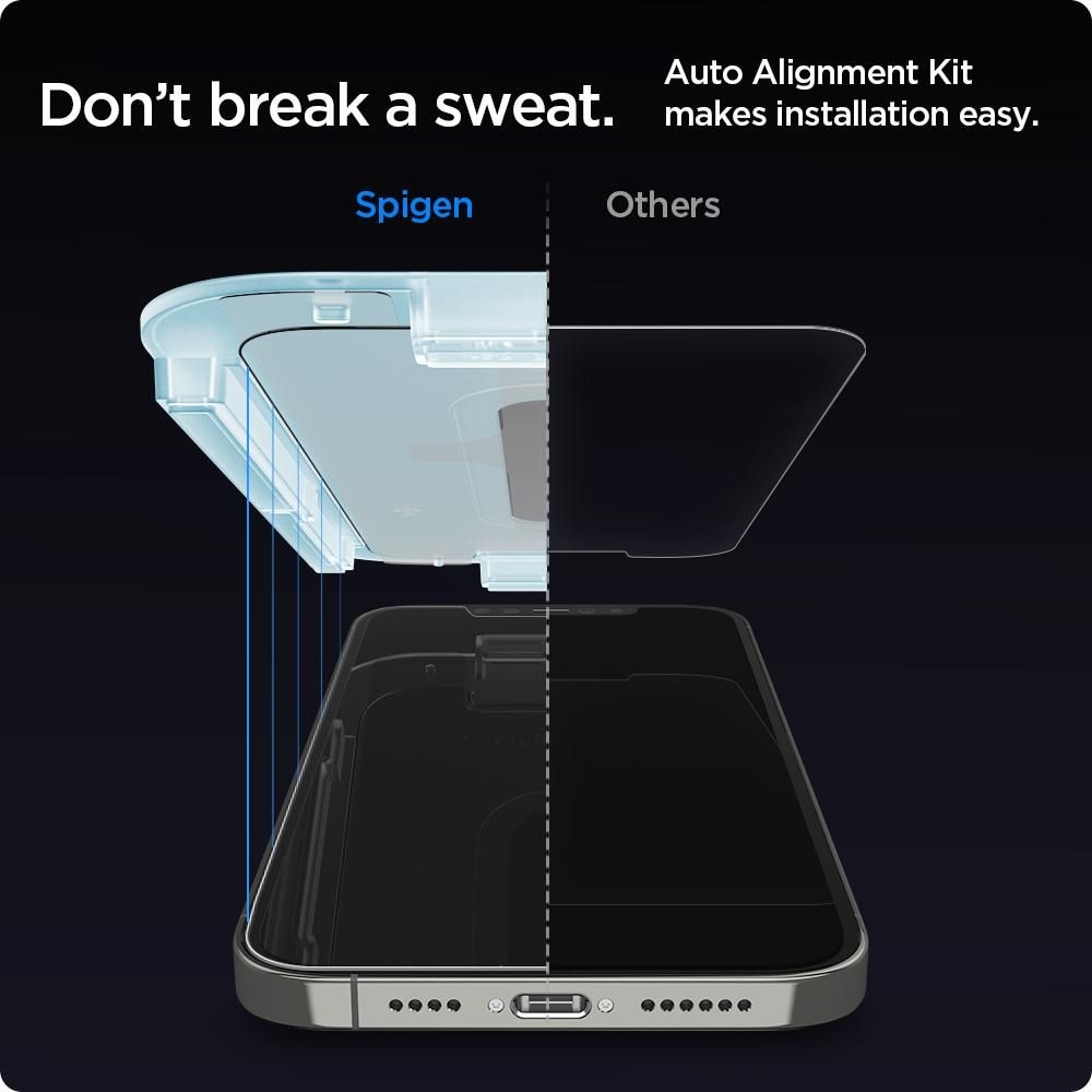 Folie sticla cu sistem de montare Case friendly Spigen GLAS.tR EZ FIT compatibila cu iPhone 12/12 Pro 2-Pack