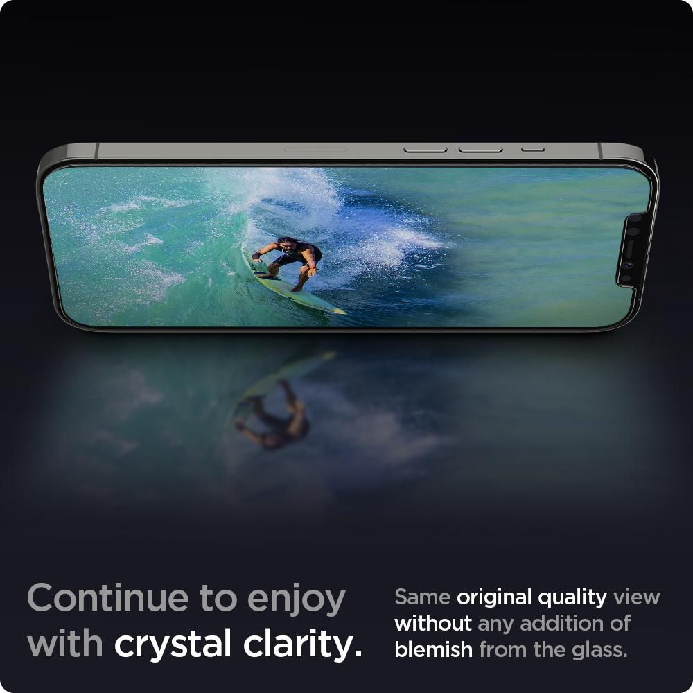 Folie sticla cu sistem de montare Case friendly Spigen GLAS.tR EZ FIT compatibila cu iPhone 12/12 Pro 2-Pack
