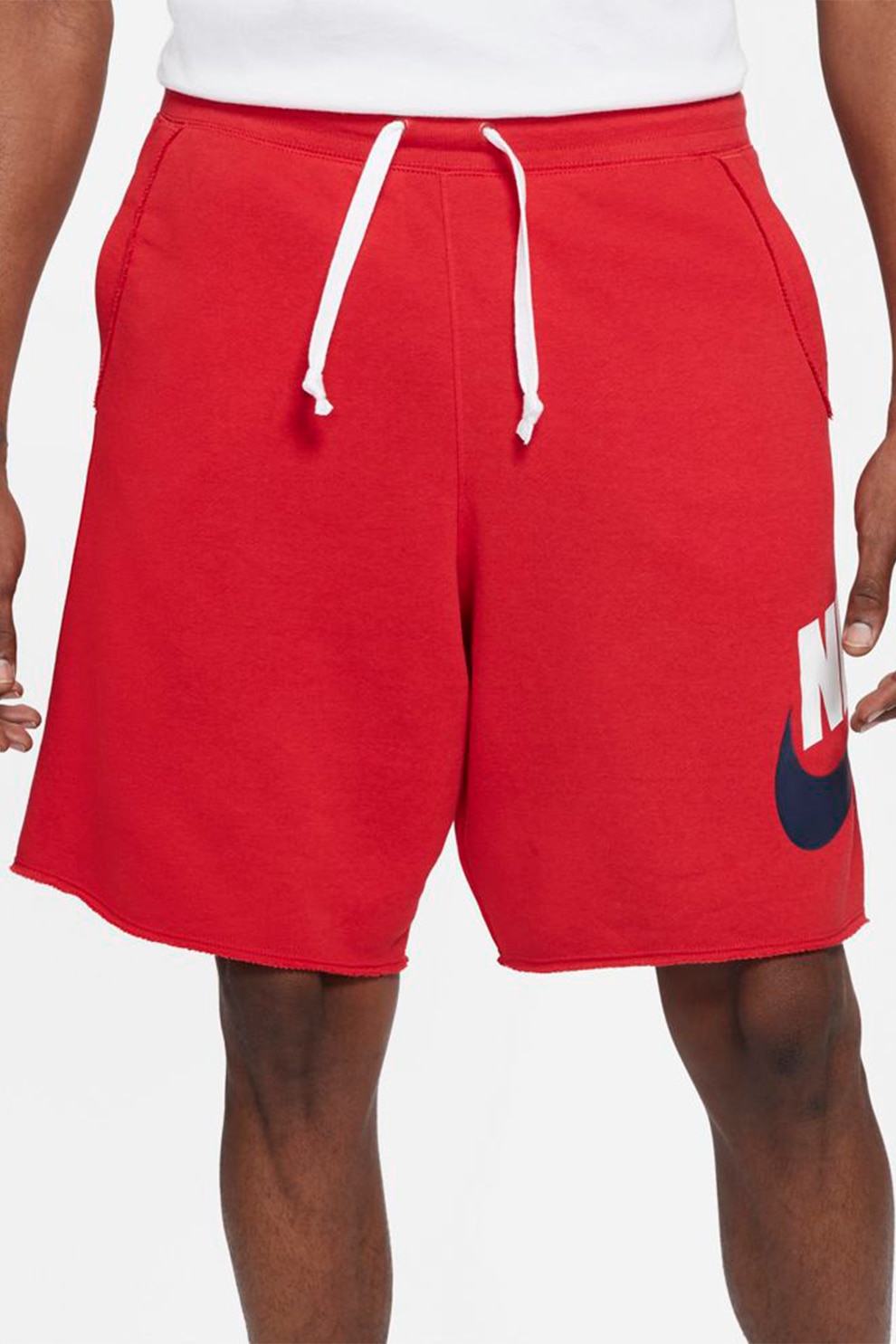 Nike, Bermude sport cu imprimeu logo Alumni, Rosu/Alb/Negru