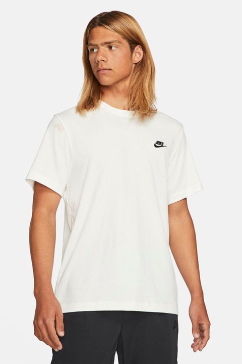 Nike, Тениска Sportswear Club с овално деколте, Крем